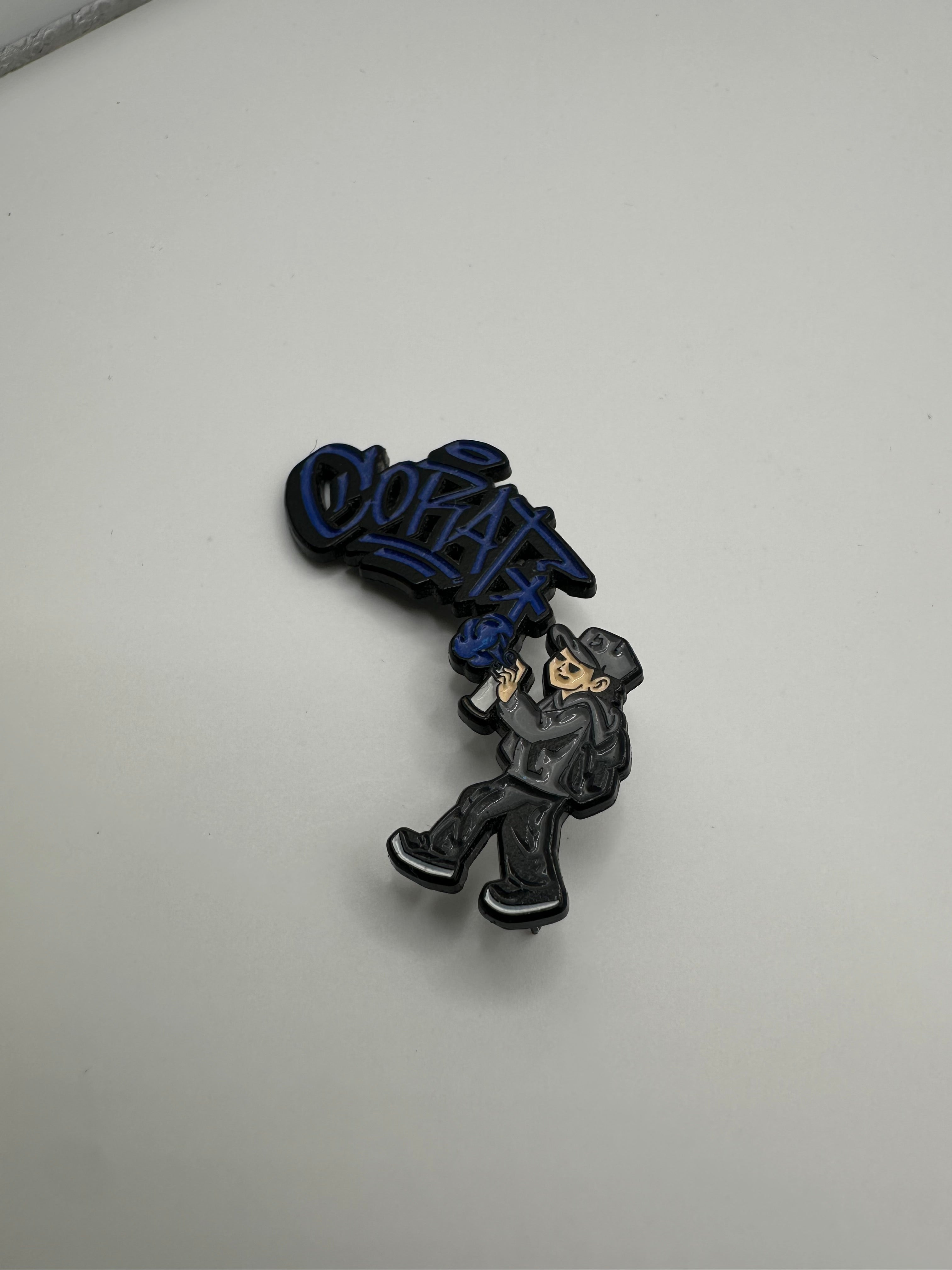 Corat Graffiti Spray Blue Hat Pin