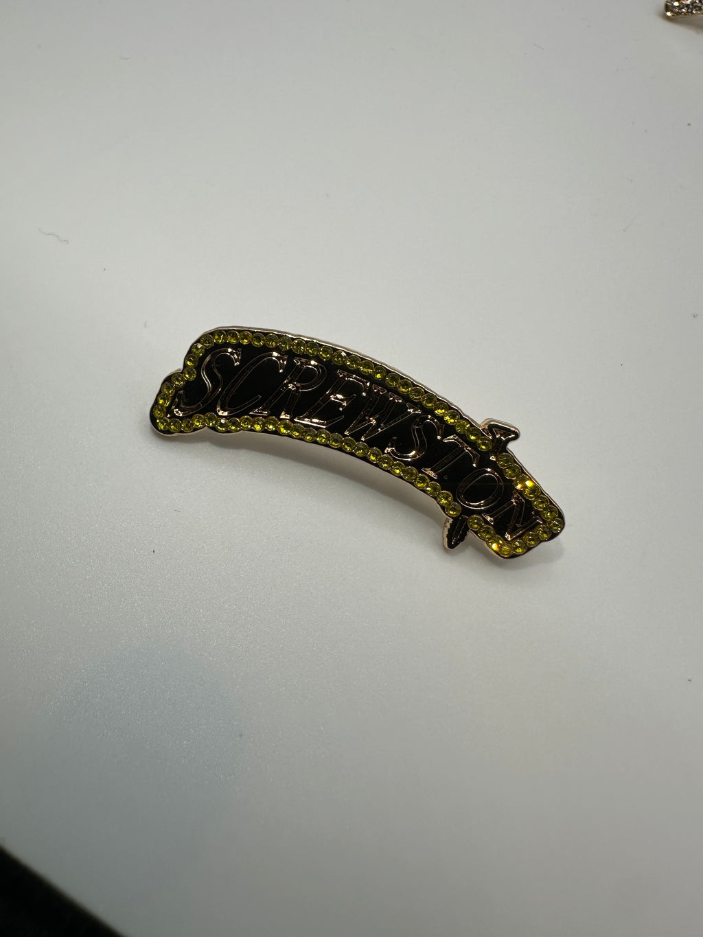Screwston "Gold/White Diamonds" Hat Pin