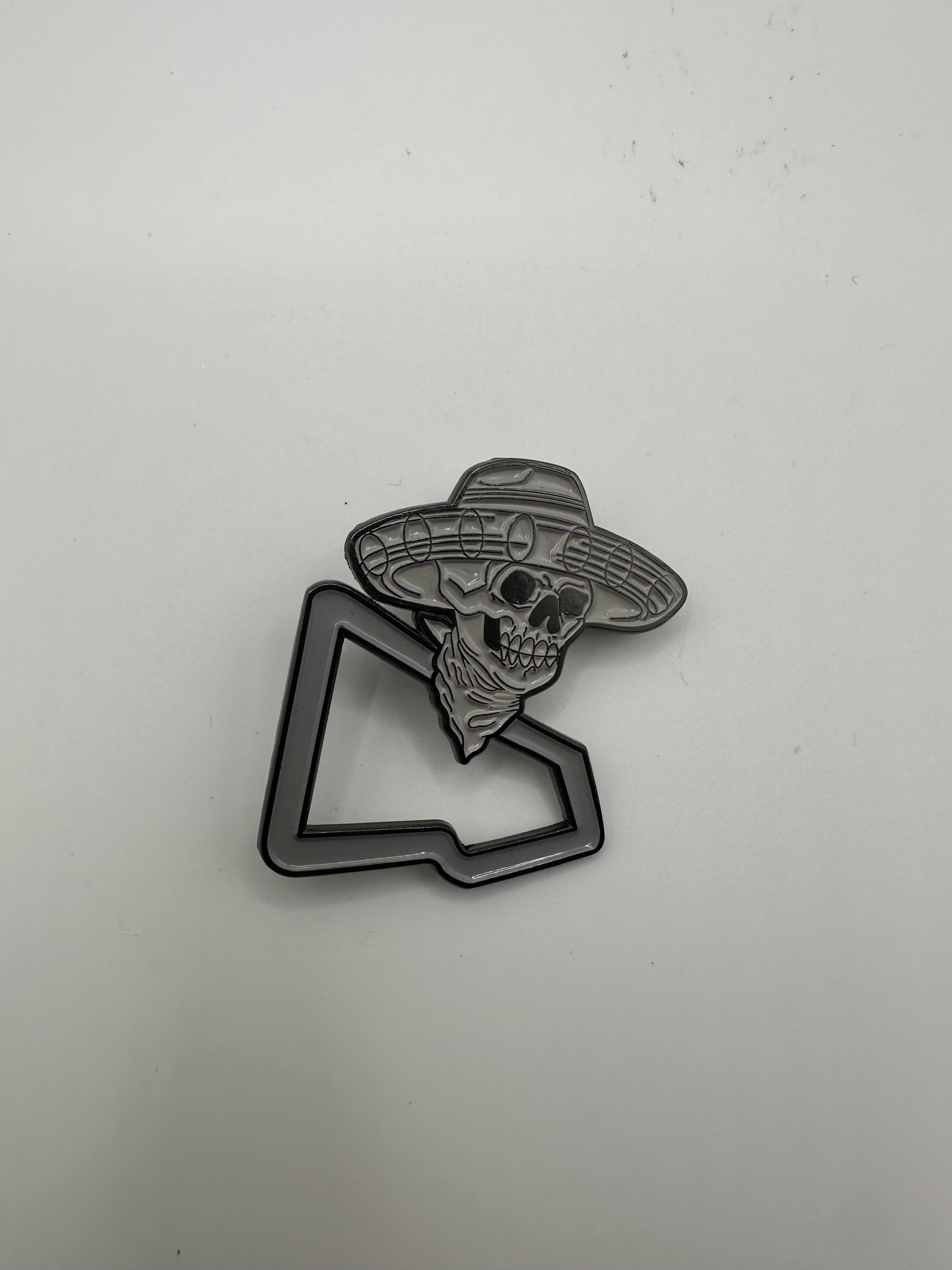 Skull w/ Sombrero NE Flag Hat Pin