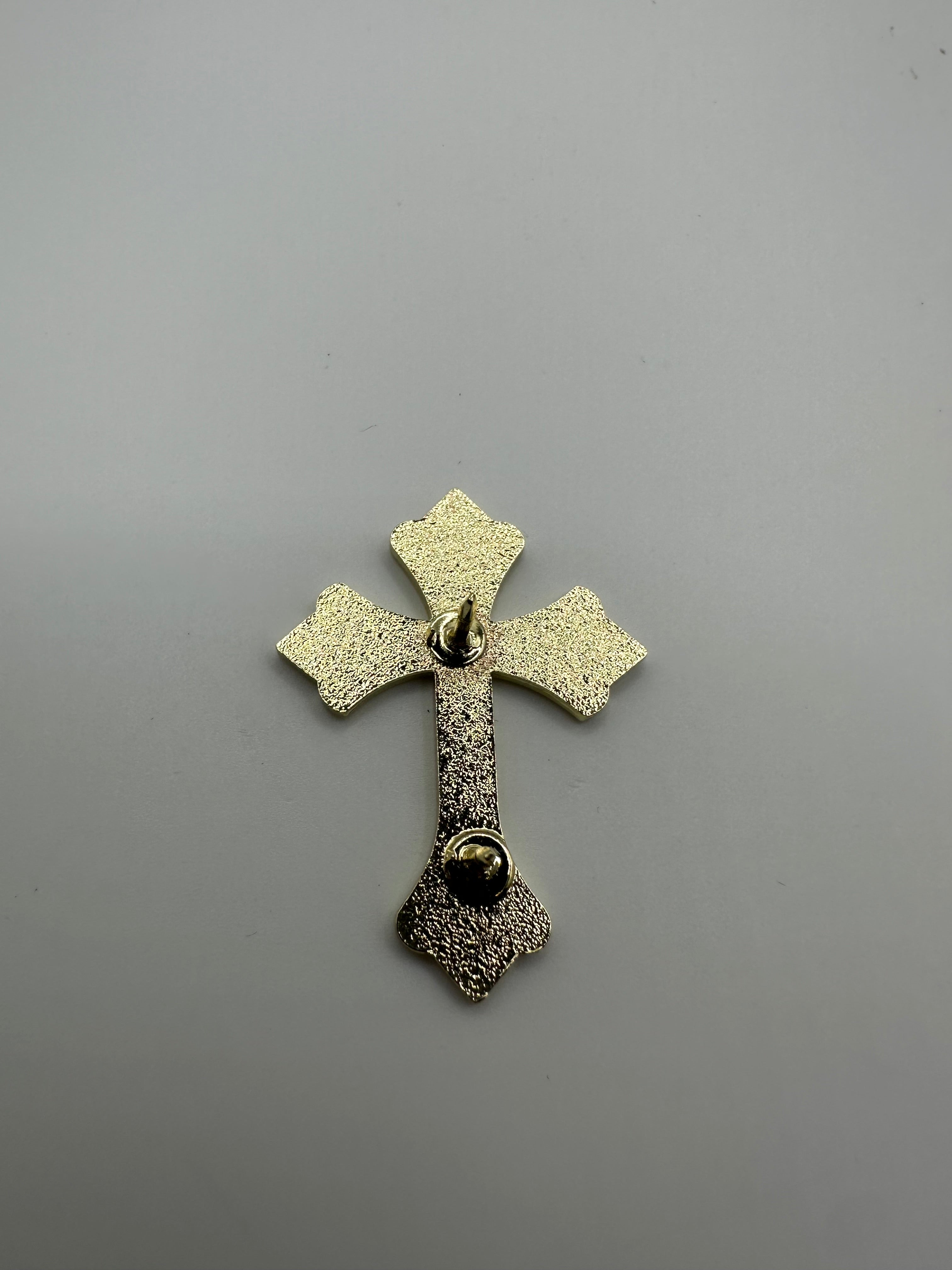 Cross White/Gold Hat Pin
