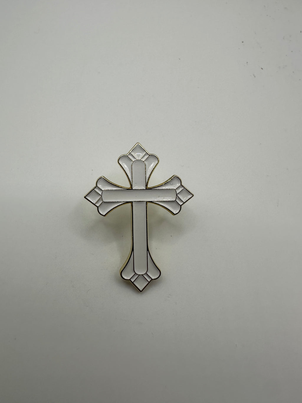 Cross White/Gold Hat Pin