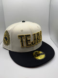 Texas Rangers "Tejas" White/Blk/Gld New Era 59Fifty Fitted Hat - Size 7 5/8