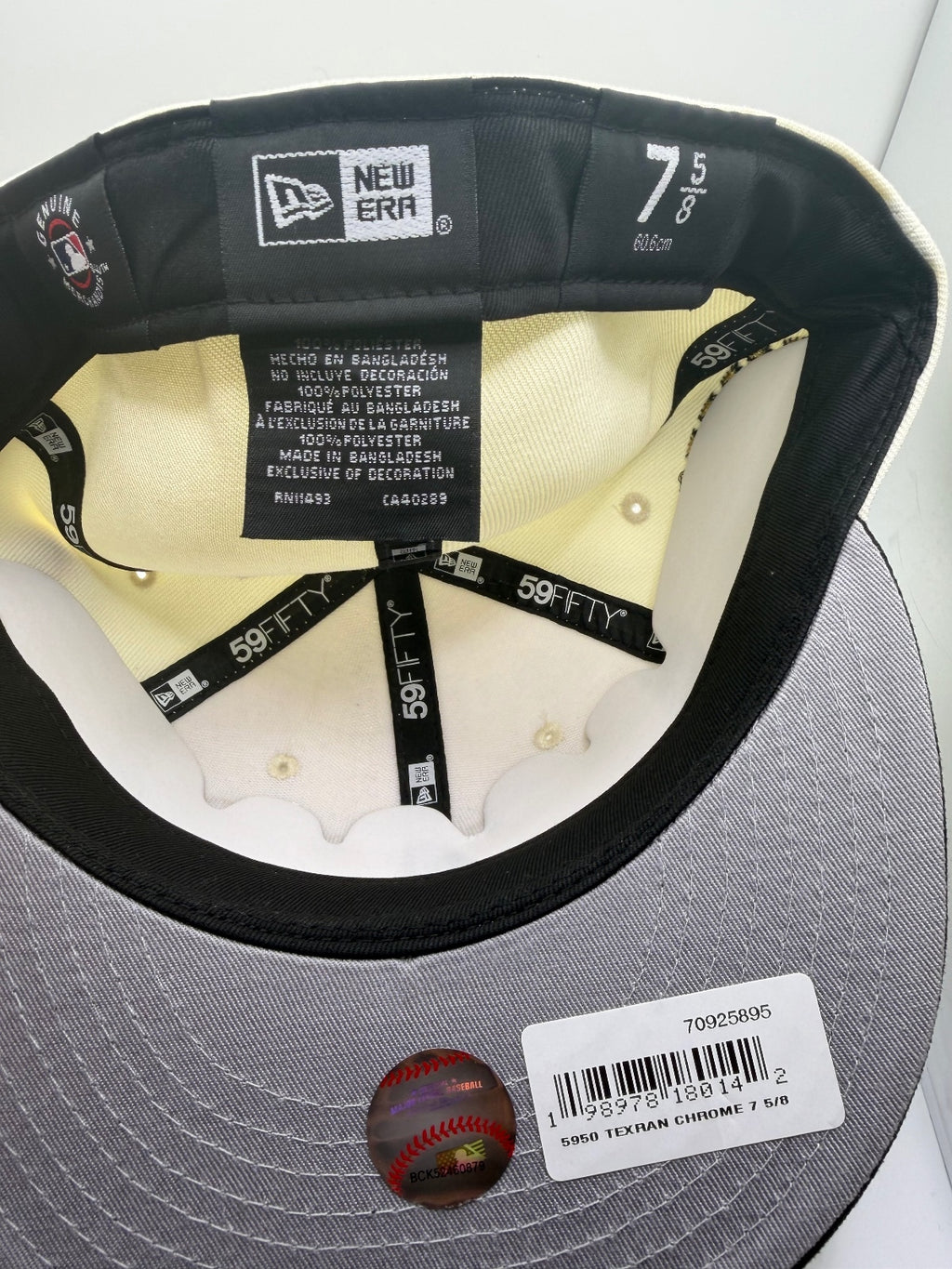 Texas Rangers "Tejas" White/Blk/Gld New Era 59Fifty Fitted Hat - Size 7 5/8
