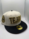 Texas Rangers "Tejas" White/Blk/Gld New Era 59Fifty Fitted Hat - Size 7 5/8